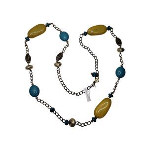 NEW Buenos Aires Necklace Premier Designs 40" Long Boho Western Blue Yellow Bead